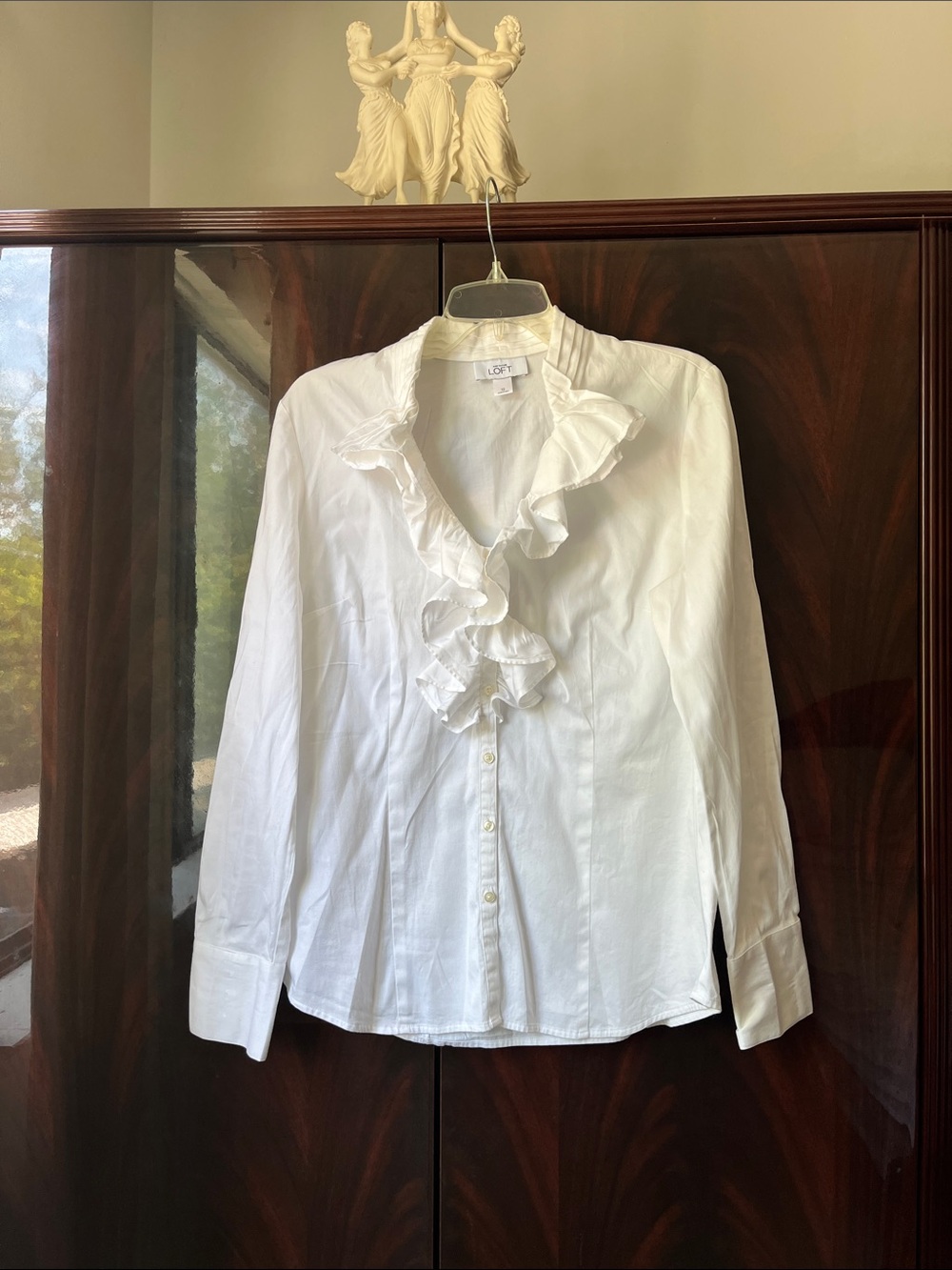 Ann Taylor Loft White blouse with ruffles